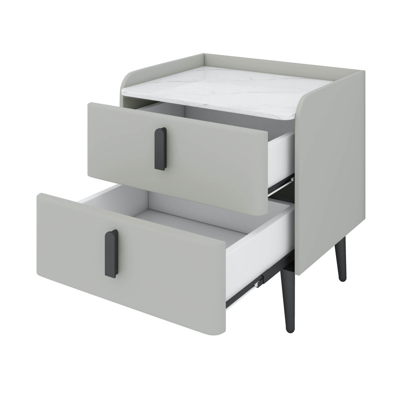 Table de chevet Modern Pu, Gris