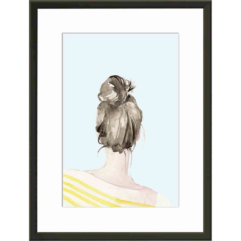 «Top Knot Sailor Stripes I» par Jennifer Paxton Parker - peinture encadrée, H 30 po x l 30 po, Noir