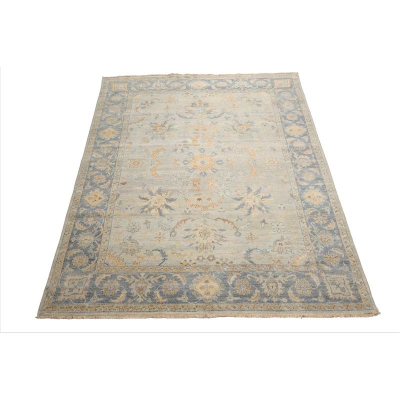 Tapis traditionnel afghan Oushak en laine noué à la main 8 pi x 10 pi