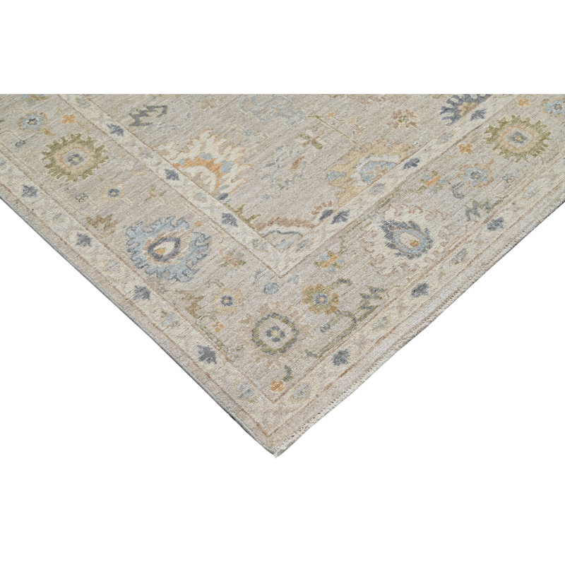 Hand Knotted Wool Area Rug in Beige