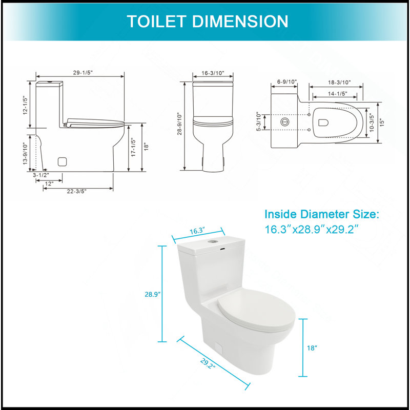 Toilette moderne en céramique une pièce, double chasse avec siège à revêtement doux