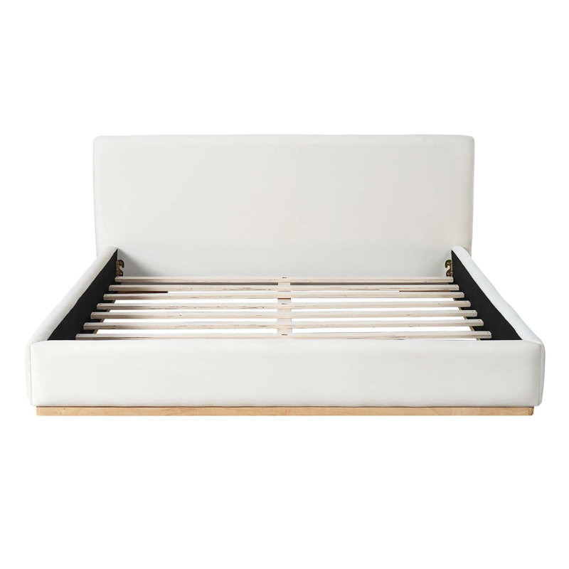 Upholstered Bed, King Size, King, White/Brown