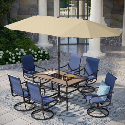 8pcs Outdoor Patio Dining Sets With Umbrella