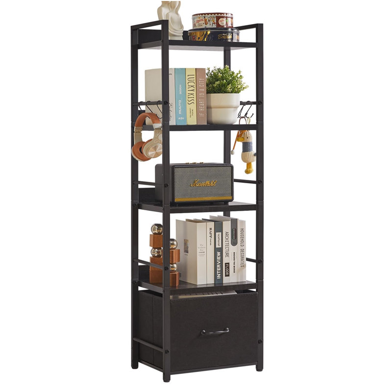 136cm H x 39cm W Metal Bookcase, Black