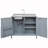 39.4" Outdoor Kitchen Island with Sink, Outdoor Kitchen Sink Station w/ 304 Stainless Steel Sink, Hose Hook Up & Faucet, Outdoor Kitchen Cabinet w/ Back Splash & 4 Wheels for Pizza Prep,Grey Blue-1832684069