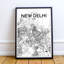 « new delhi city map », impression d’art graphique en gris-31735590