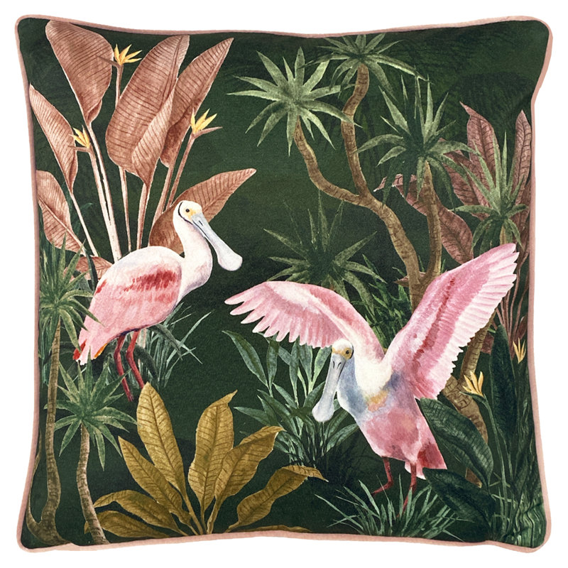 Platalea Botanical Piped Polyester Filled Cushion, Green