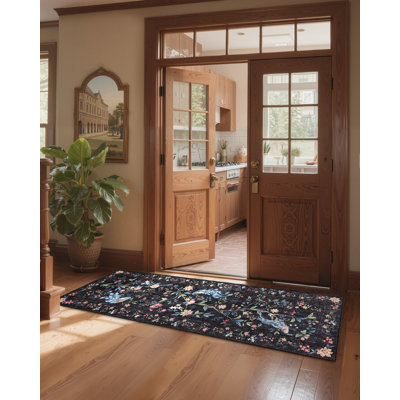 Tapis lavables pour tapis de paon à motif floral ultra doux pour la chambre à coucher, tapis d'intérieur de ferme résistant aux taches avec envers antidérapant, tapis d'appoint mince pliable pour le salon, la chambre de bébé