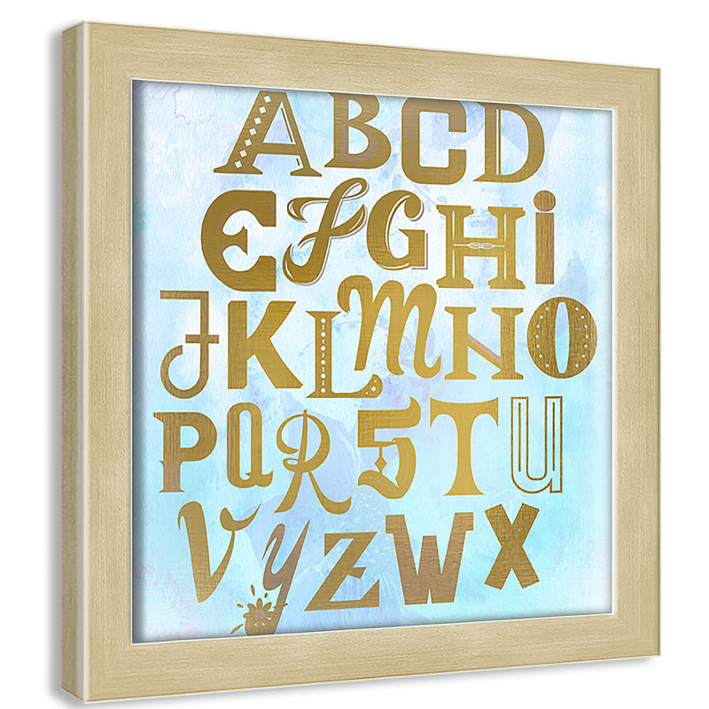 Abc Blue », impression sur papier, Encadré de boîte champagne clair, H 8 po x l 8 po x P 1,18 po