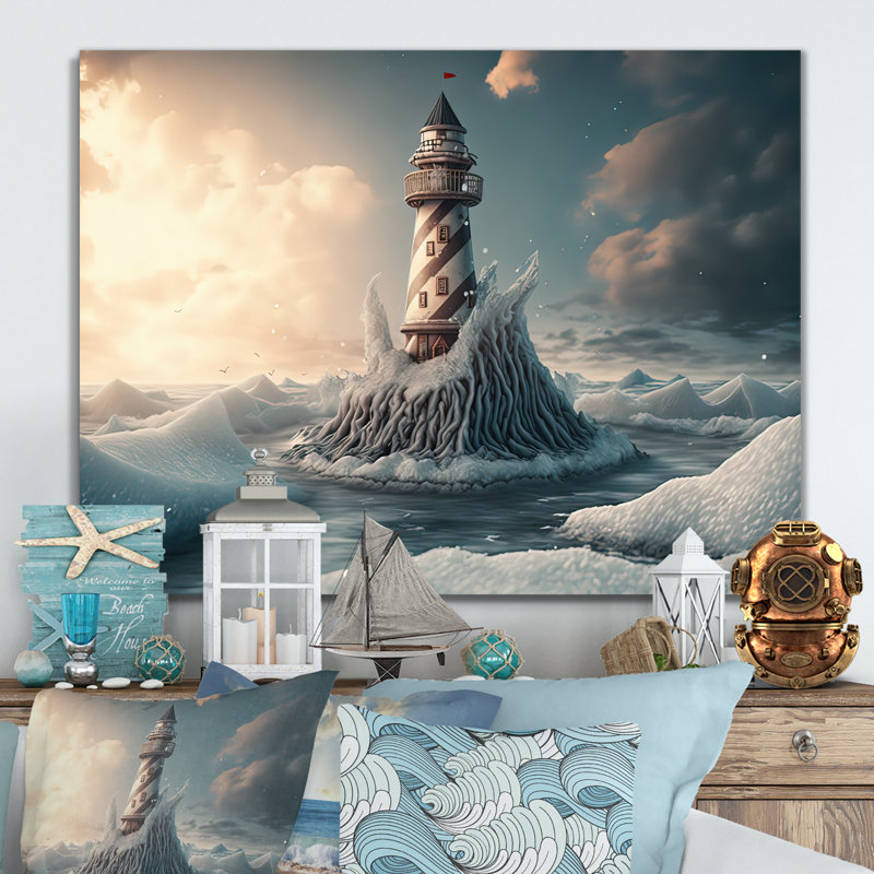 Fantaisie, phare dans l'océan Arctique II - impression sur toile, Toile tendue, H 30 po x l 40 po x P 1,5 po