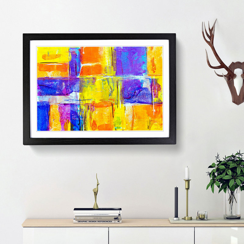 Abstract Art Painting Vol.250 by S.Johnson - Framed Print, Black Framed, 36cm H x 48cm W x 2cm D