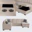Canapé modulaire moderne en L à 5 places avec porte-gobelets, rangement caché et design convertible en chenille beige-1556872725