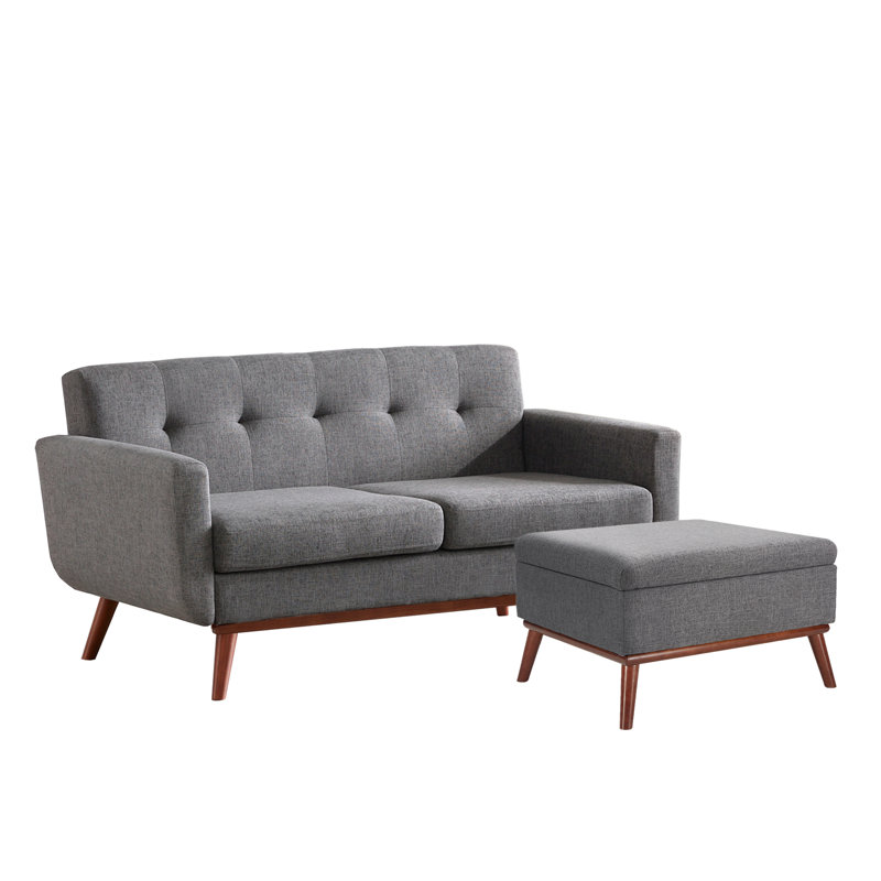  Ensemble de canapé-lit capitonné l 65 po avec repose-pieds, Gris