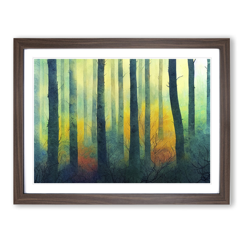 Forest in Colour 1 Piece Single Picture Frame Wall Art, 25cm H x 34cm W x 2cm D, Walnut