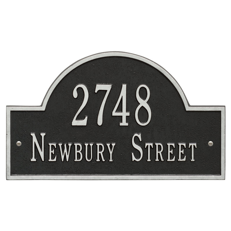 Plaque d'adresse murale sur 2 lignes, Noir et argenté, Oui