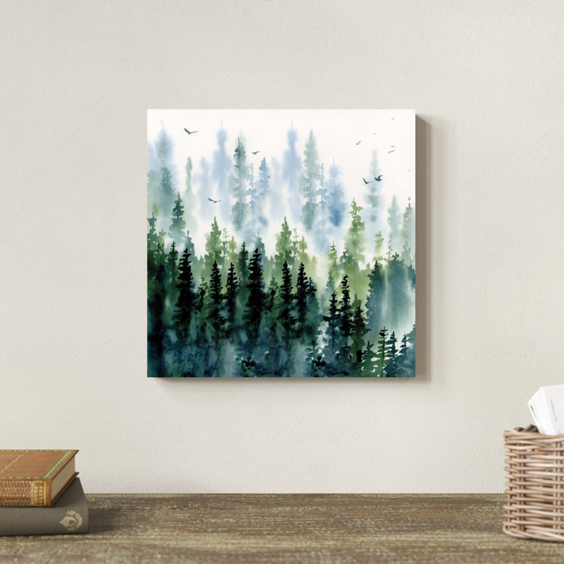 Soirée Treeline Sq, H 12 po x l 12 po x P 1,25 po, Imprimé avec cadre blanc, Blanc