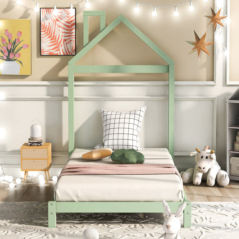 Lit pour enfant à profil bas Andren, Simple, Vert
