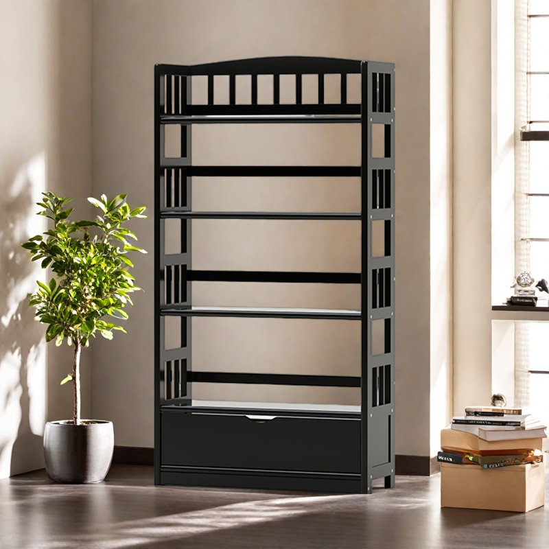 Bibliothèque pratique et de haute qualité, (4 tablettes) H 59,8 po x l 31,4 po x P 11,2 po, Noir