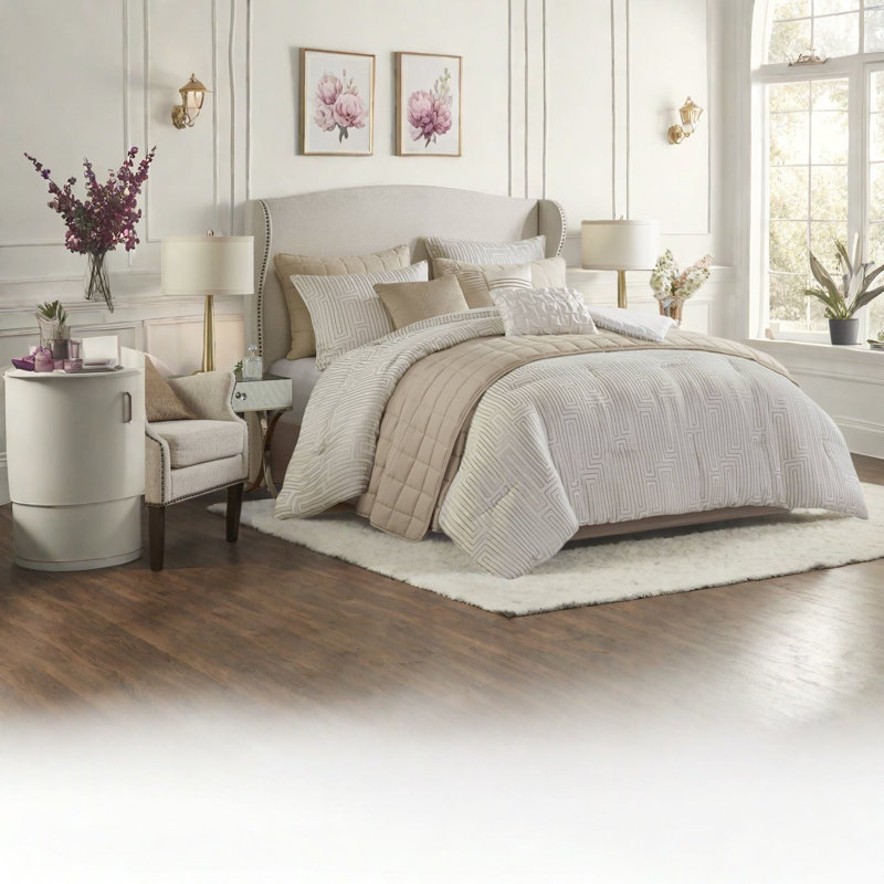Ensembles de literie de luxe 10 pièces, jacquard de polyester confort moderne pour la maison