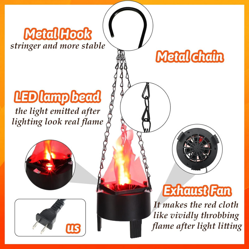 3 Pcs 3D LED Fake Flame Light 110v Effect Fake Campfire Lamp Torch, Artificial Flame Effect Light