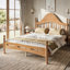 Lit plateforme avec tête de lit chic, structure en bois massif, support à lattes, sans sommier, design bas au sol-785147528-785147524