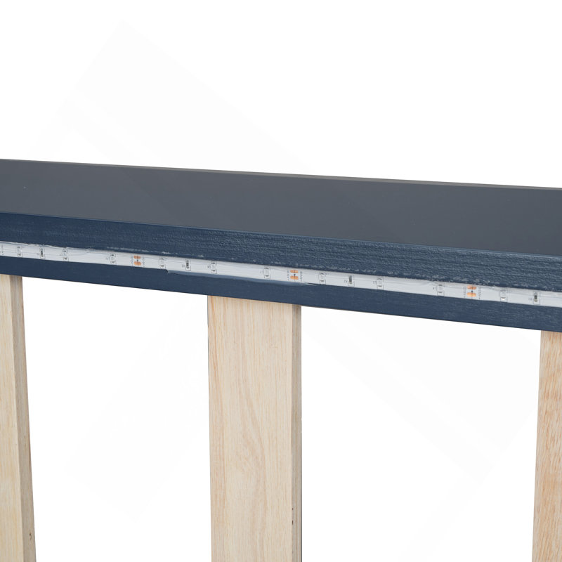 Lit plateforme en bois pour voiture de course avec DEL et dossier rembourré, bleu, Bleu