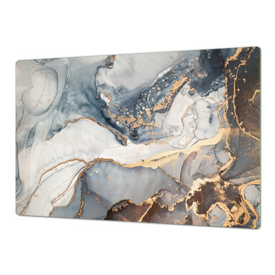 Cooktop Cover - Blue & Gold Glitz | Tempered Glass Noodle Board | Cooktop Protector