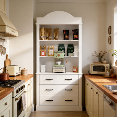 Armoire de salle à manger verticale 79,5 po H 79,5 po avec 4 tiroirs et tablettes