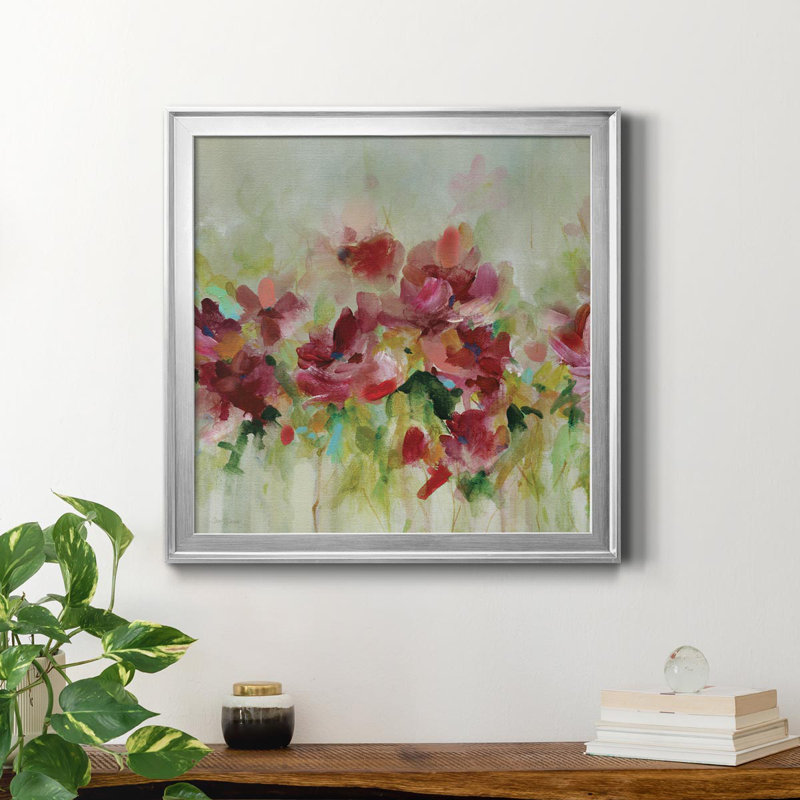 Garden Play I - Peinture sur toile encadrée, H 26,5 po x l 26,5 po x P 1,5 po, Argent