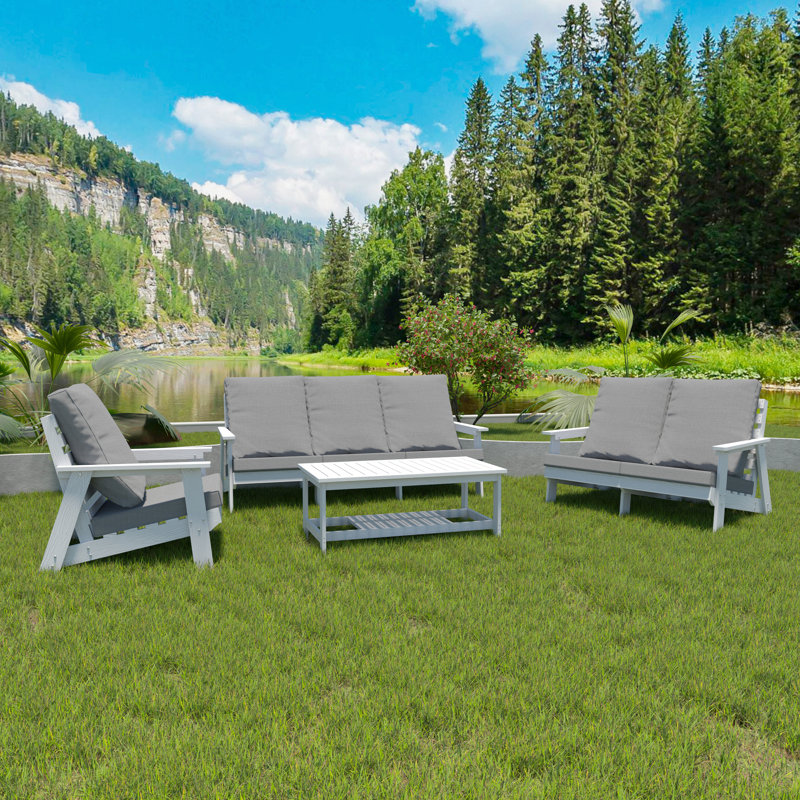 Canapé de jardin d'extérieur 3 places avec coussin Hips, Blanc