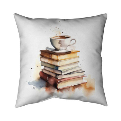 Relaxing Coffee Abstract Food White Pillow – Outdoor Throw Pillow with Insert, Weather-Resistant