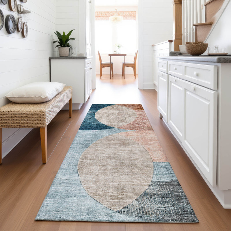 Premium Machine Washable Alves AMF1140 Geometric Rug, Runner 2'3" x 7'6"