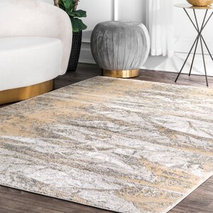 Rosen Abstract Gold Area Rug 8ft x 10ft 