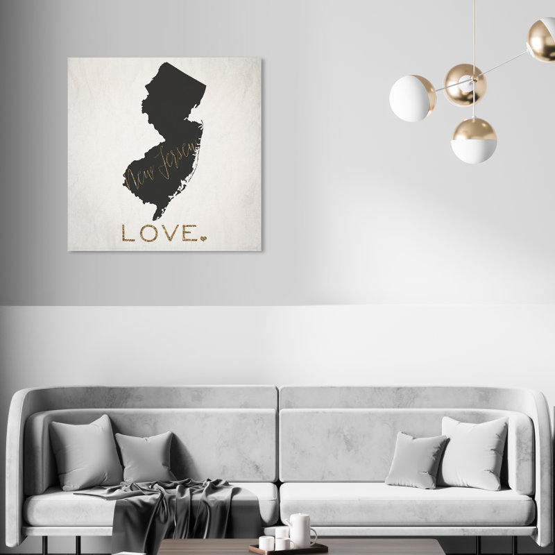 « new jersey love », impression sur toile tendue encadrée, H 20 po x l 20 po x P 1,5 po