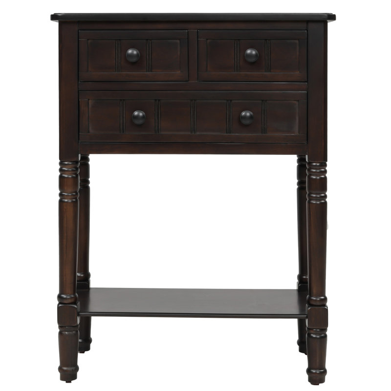 Weinman Modern Rustic Solid Wood Narrow Console Table with 3 Drawers and Bottom Shelf for Hallways, Entryways, or Behind Sofas