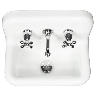 Nantucket Sinks 18-inch Fireclay Wallmount Bath Sink with Faucet, Drain and P-Trap Set