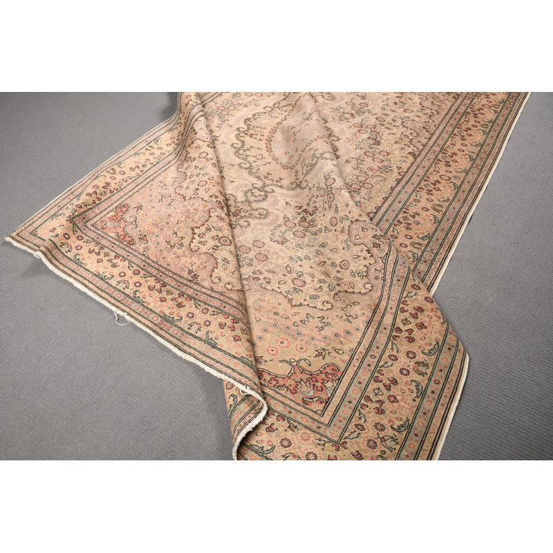 Tapis turc rétro de style kaiseri rétro de style Anatolien beige idéal pour les salons spacieux