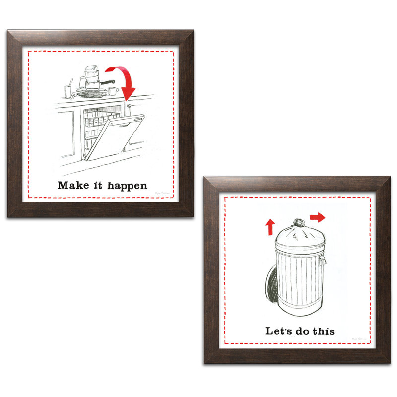 Ensemble de reproductions d'impressions 2 et 3, Papier avec cadre brun, H 12 po x l 12 po x P 0,75 po