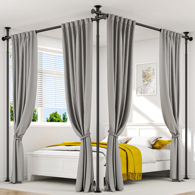 Partition Room Divider Curtain Rod, Adjustable Wall Divider For Room Separation, 63 To 130Inch(H) & 31 To 135Inch(W), No Drill, Three Mounting Options, Ideal For Creating Privacy Space, Black
