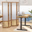 Cloison 4 panneaux en bois - Cloison de 67 po de hauteur en rotin et acrylique avec cadre en bois massif, paravent pliable en verre givré, cloisons murales autoportantes pour bureau de chambre à coucher, naturel