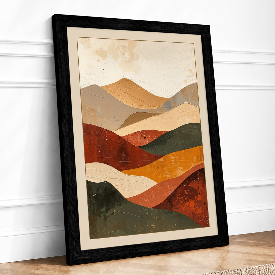 Mountains in Earth Tones Minimalist - Framed Print