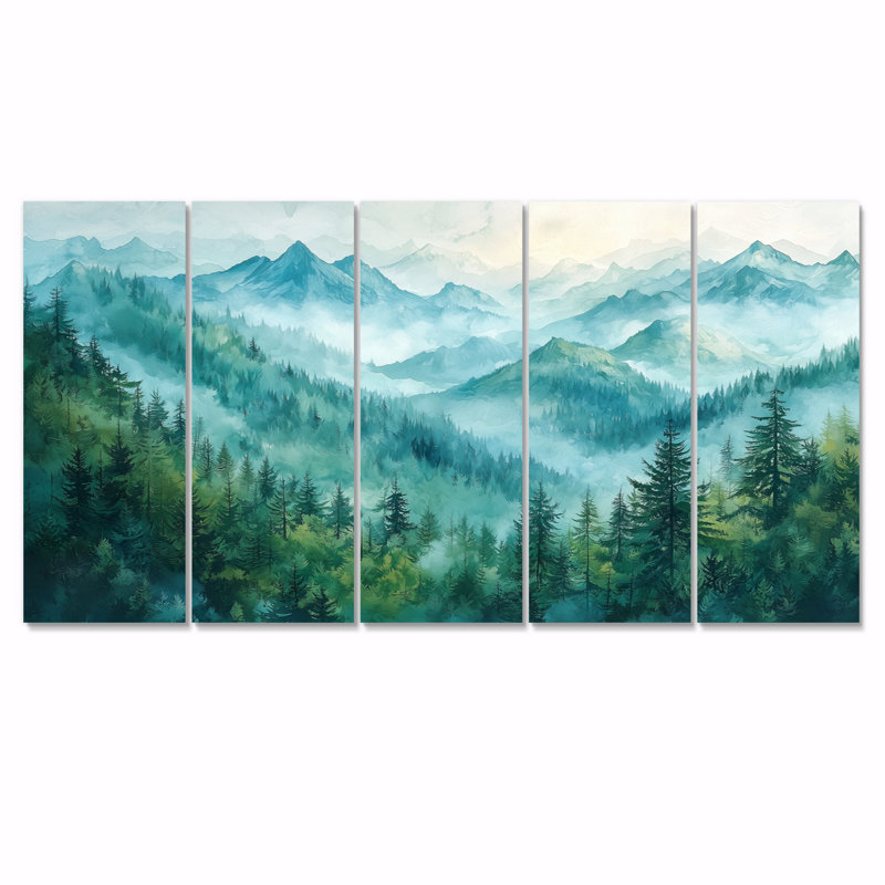 «Northlake», art mural «Peaks» - ensemble d'art mural traditionnel, H 28 po x l 60 po, 5