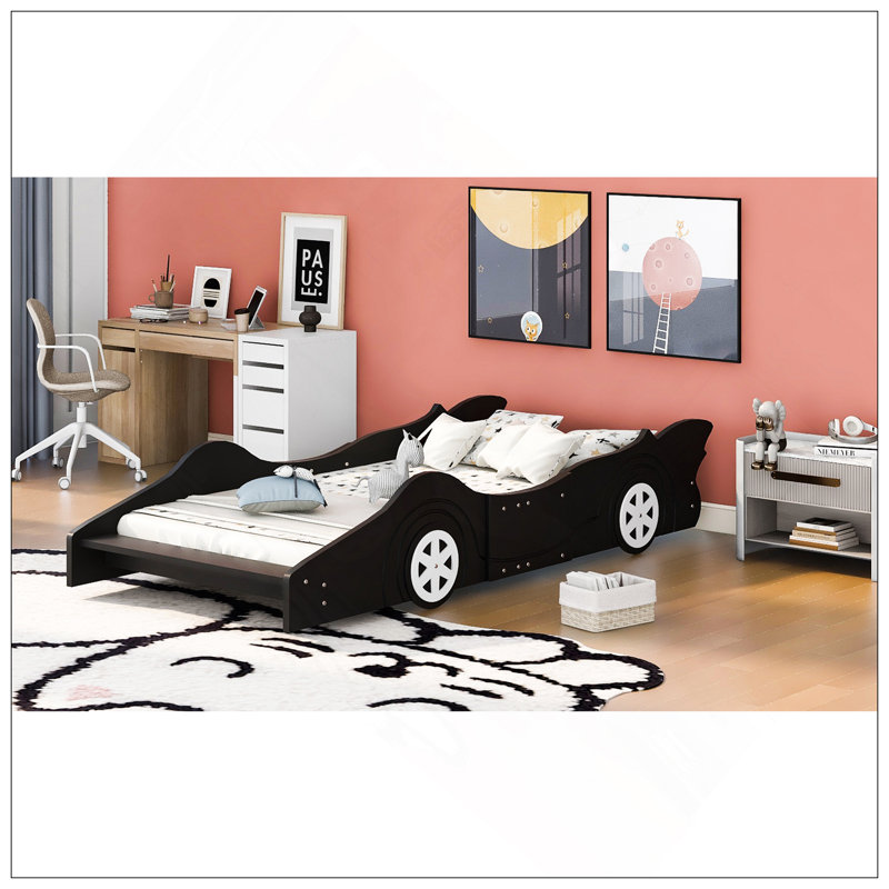 Lit plateforme avec roulettes Race, Lit simple, Noir