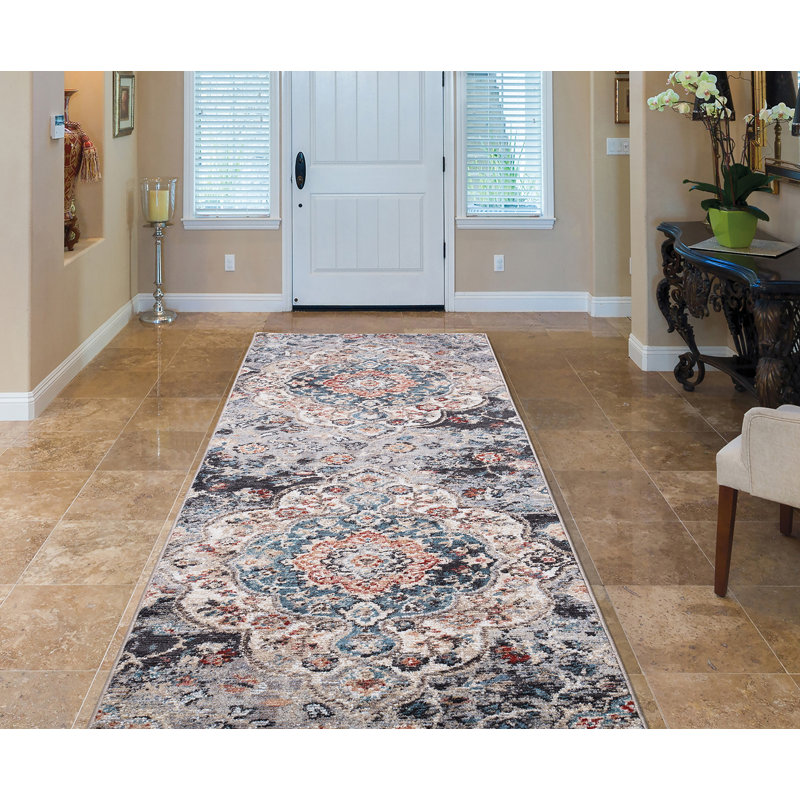 Emmalin Blue Moroccan No Distressing Multi Antique Aesthetic Area Rug, Runner 2'3" x 7'3"