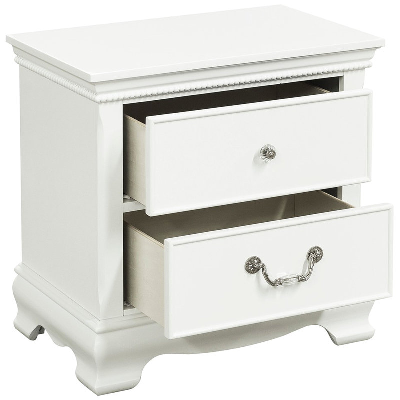 La table de chevet de chambre à coucher blanche, 5 tiroirs, crée une table de chevet blanche chaleureuse, ajoute une touche de classe à