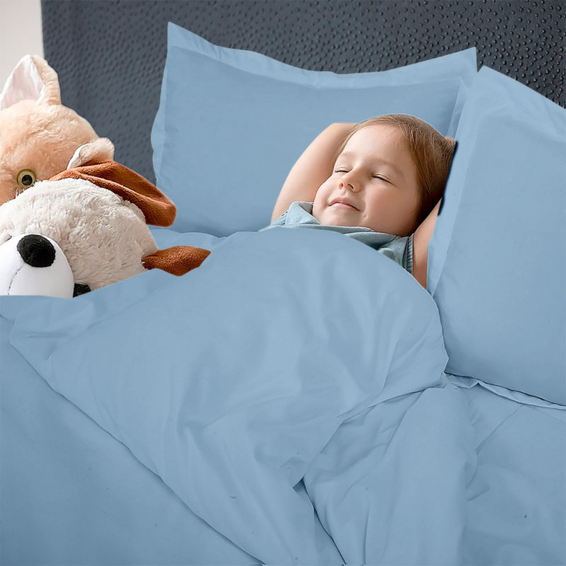 Ensemble de housse de couette en microfibre , Bleu, Housse de couette pour lit simple + 1 taie d'oreil