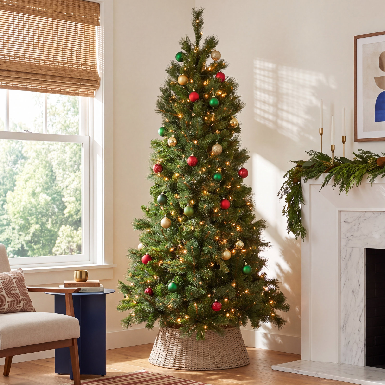 6.5' Pre-Lit Pine Christmas Tree