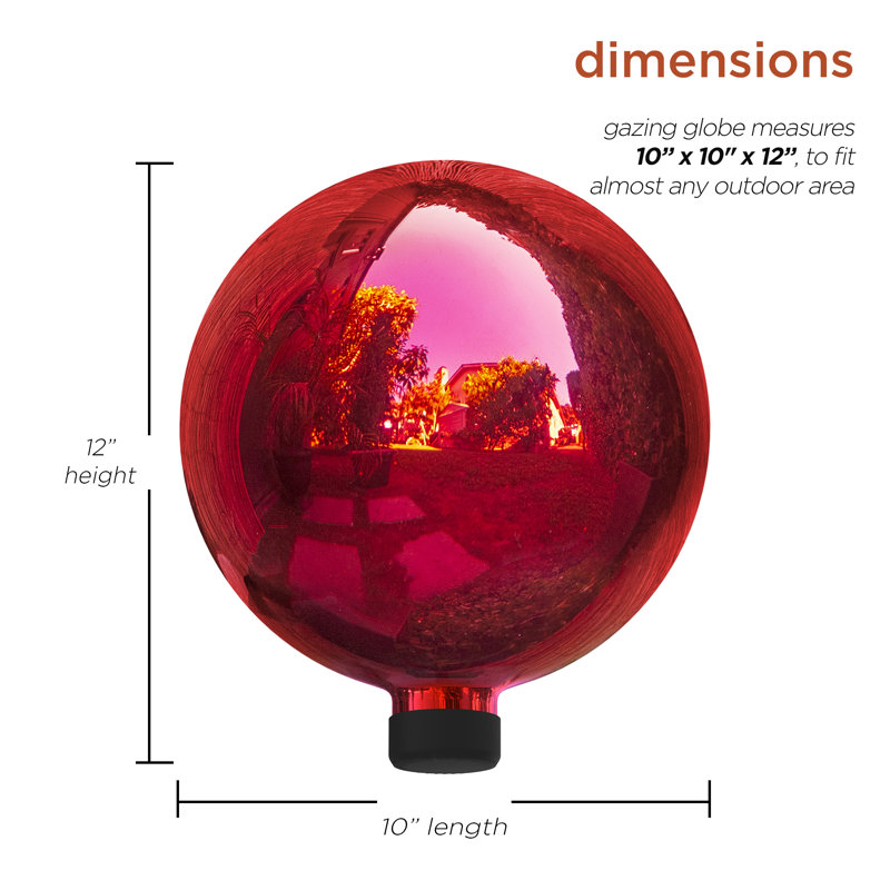 Erma Glass Abstract Gazing Ball, Red