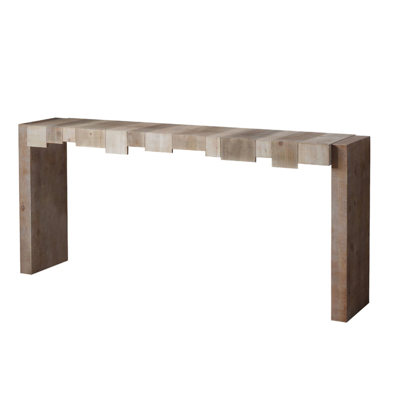 Rustic Modern Manufactured Wood Console Table With Step-Block Design