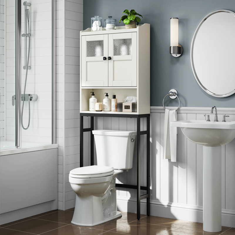 Armoire de rangement en bois manufacturé Ancilin, Blanc, crème